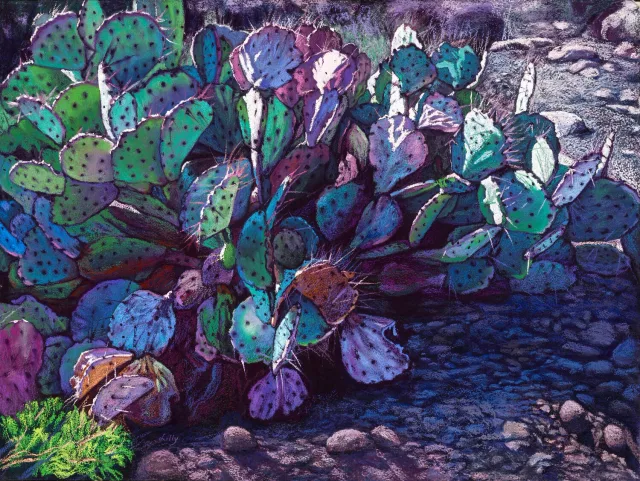The Crowd out at Lajitas, artwork by Nancy Lilly
